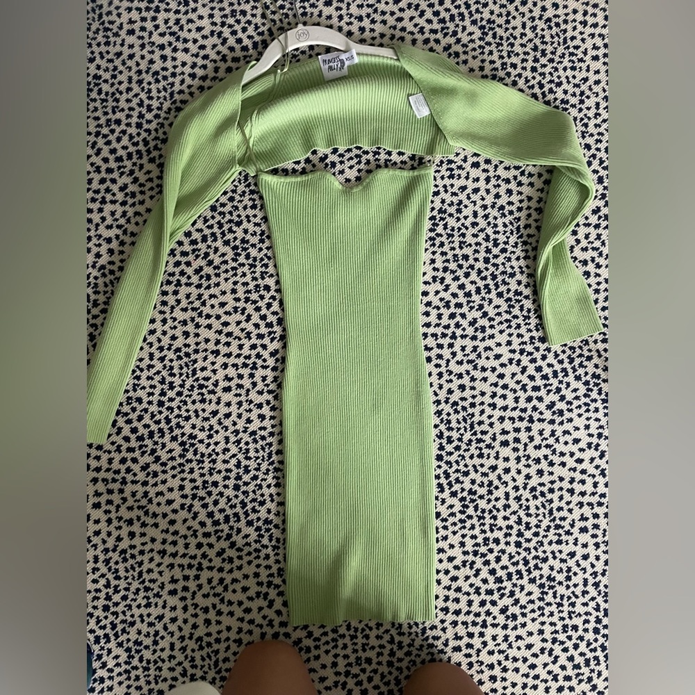 princess polly green mini dress with sweater